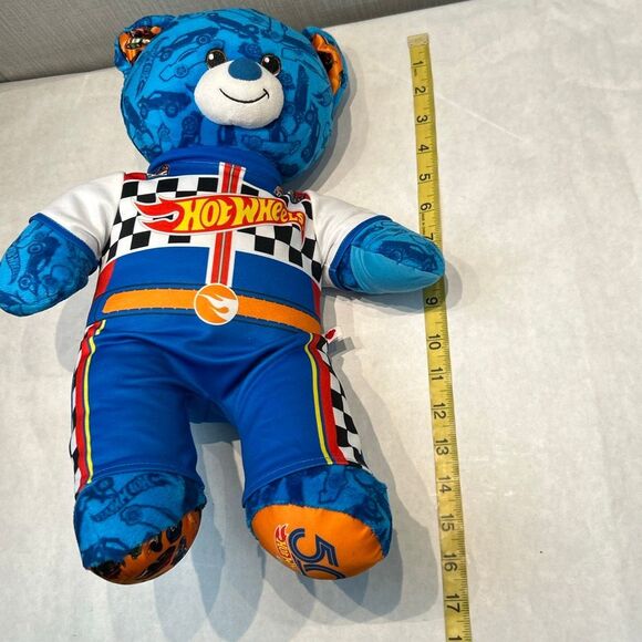 Build-A-Bear Workshop 2018 Hot Wheels 50th Anniversary Stuffed Bear Uniform Helm - Picture 6 of 6